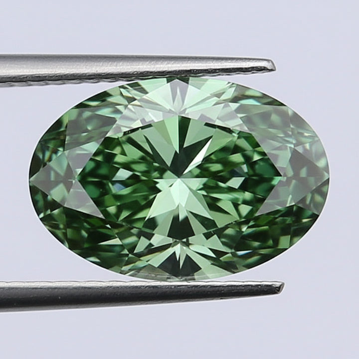 1,25 karaat ovaal geslepen laboratoriumdiamant, VVS2/fancy levendig groen