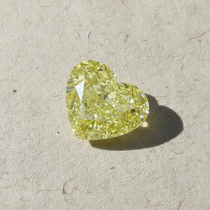 1.28 Carat Heart Cut Lab Grown Diamond VS1 Fancy Intense Yellow IGI Certified
