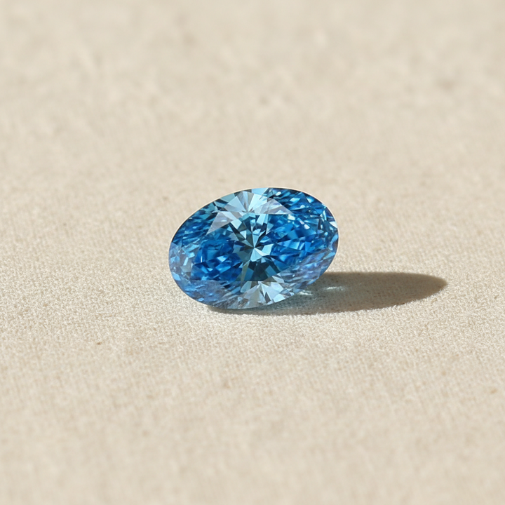 1,31 karaat ovale lab-grown diamant, VS1/fancy levendig blauw