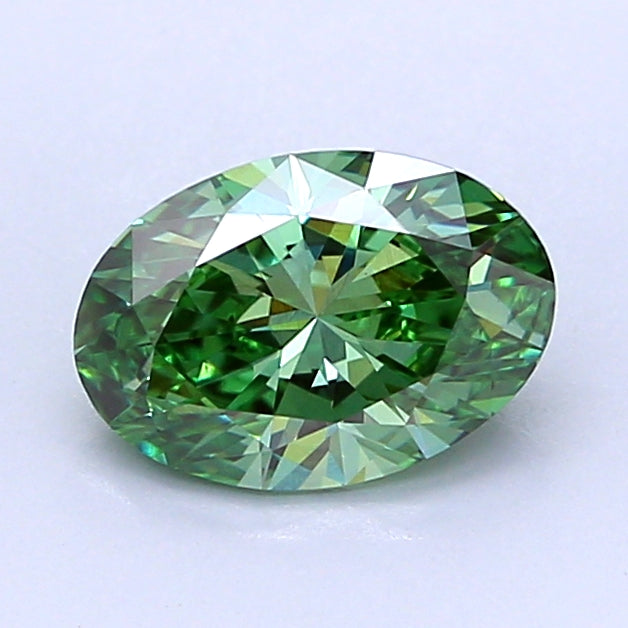 1.39 Carat Oval Lab Grown Diamond VS2 Fancy Vivid Green