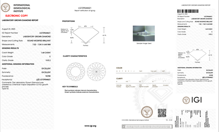 1.44 Carat Portuguese Cut Lab-Grown Diamond, E Color, VVS2 Clarity, IGI Certified
