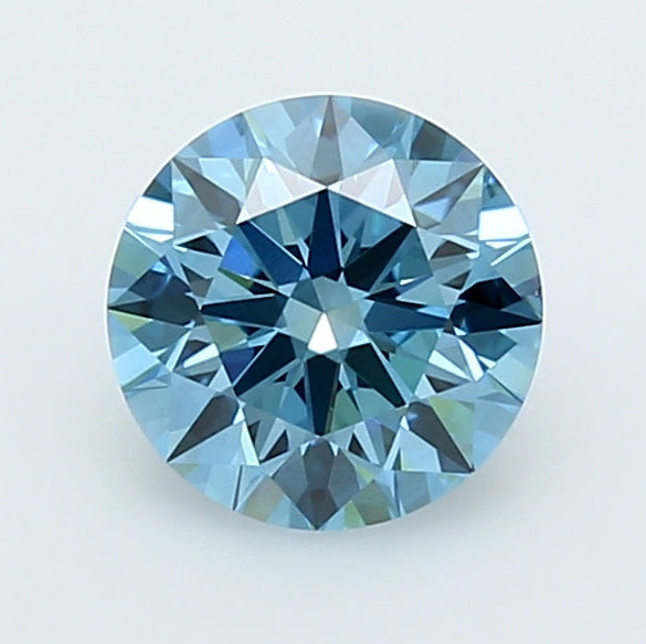1.49 Carat Round Lab Grown Diamond VVS1 Fancy Vivid Blue