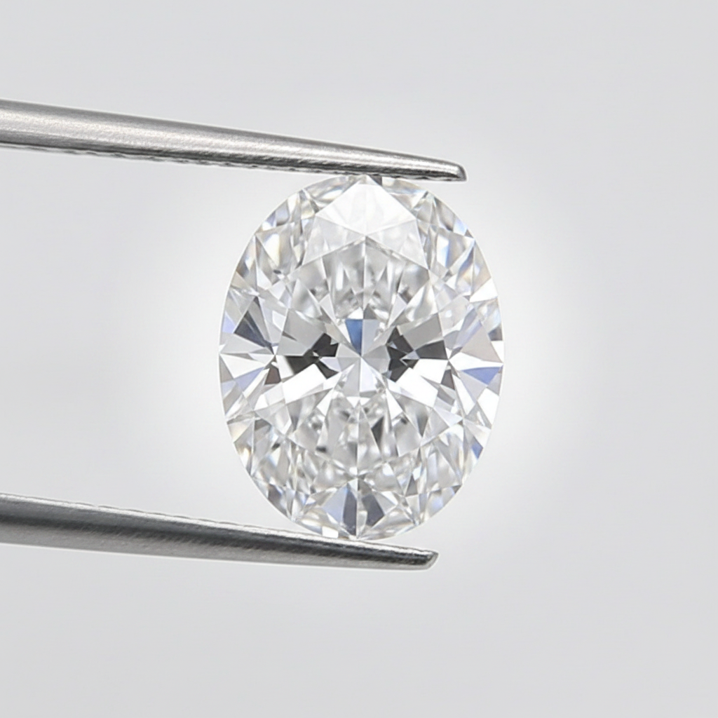 1,50 karaat ovaal geslepen laboratoriumdiamant, VVS2/D