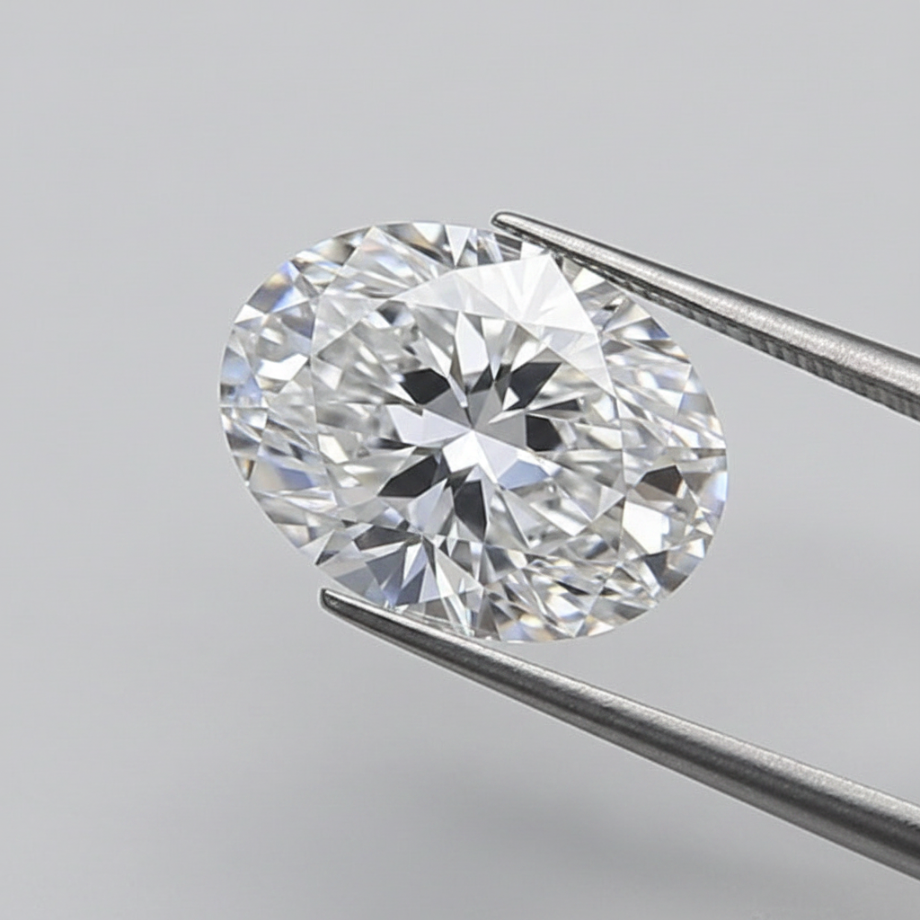 1,50 karaat ovaal geslepen laboratoriumdiamant, VVS2/D