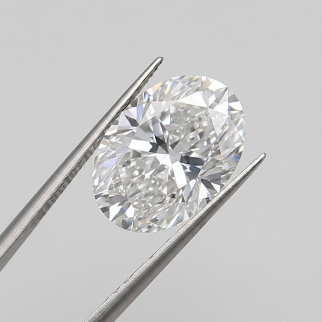 1,50 karaat ovaal geslepen laboratoriumdiamant, VVS2/D