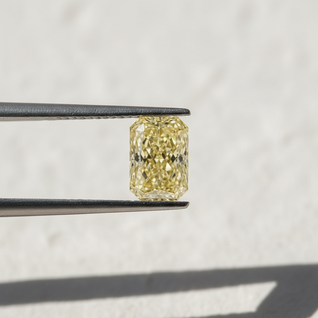 1,50 karaat Radiant Cut Lab Grown Diamond, VS2/Fancy Vivid Yellow