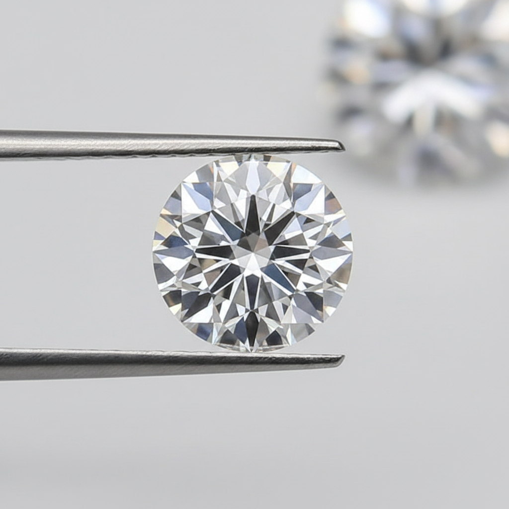 Diamante redondo cultivado em laboratório de 1,50 quilates, VS2/D