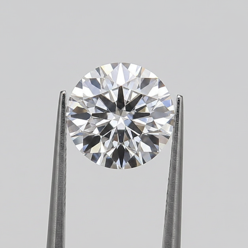 Diamante redondo cultivado em laboratório de 1,50 quilates, VS2/D