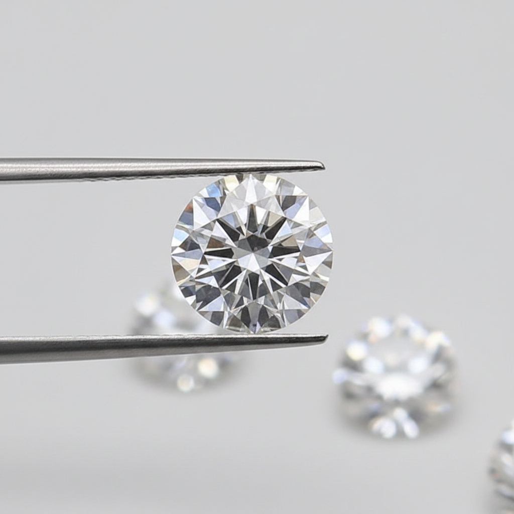 Diamante redondo cultivado em laboratório de 1,50 quilates, VVS2/G