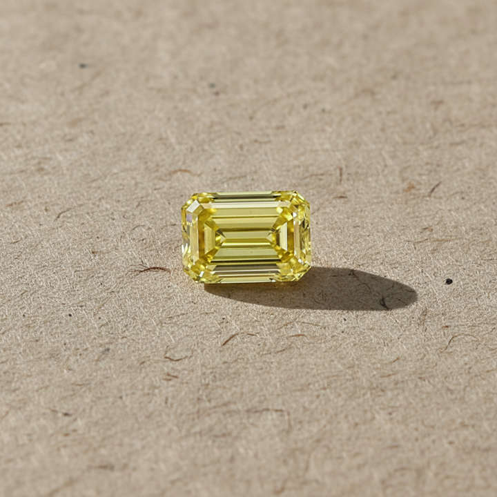 1.51 Carat Emerald Cut Lab Grown Diamond, VS2/Fancy Intense Yellow