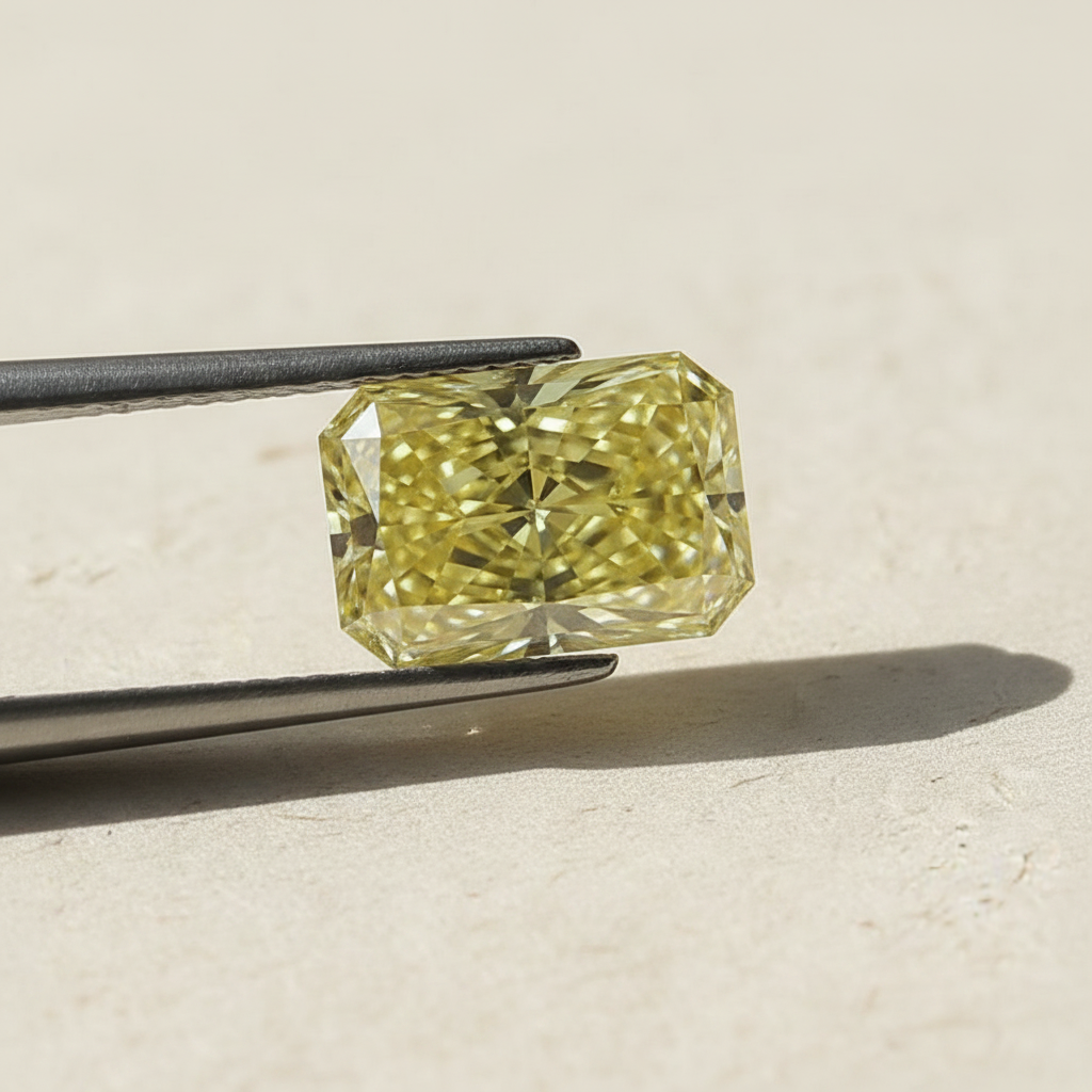 1,51 Karat strahlender, im Labor gezüchteter Diamant, VS1/Fancy Intense Yellow
