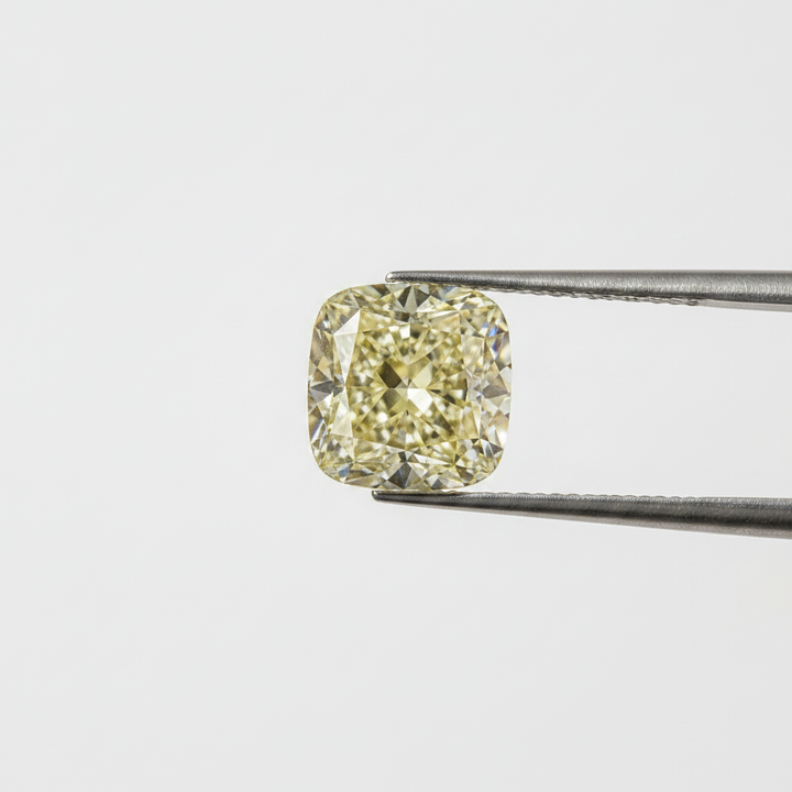 1,52 karaat kussen gemodificeerde lab-grown diamant, VS1/fancy geel