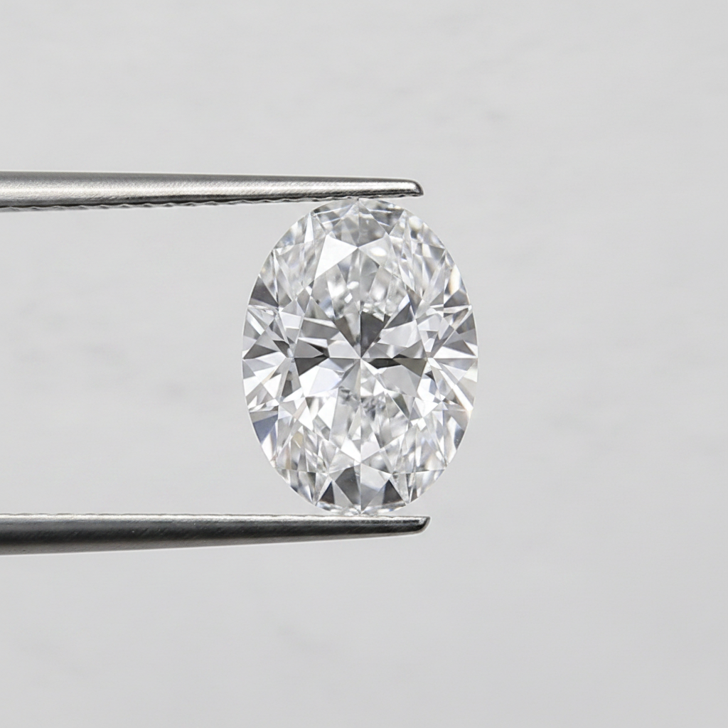 1,53 karaat ovaal geslepen laboratoriumdiamant, VVS1/D