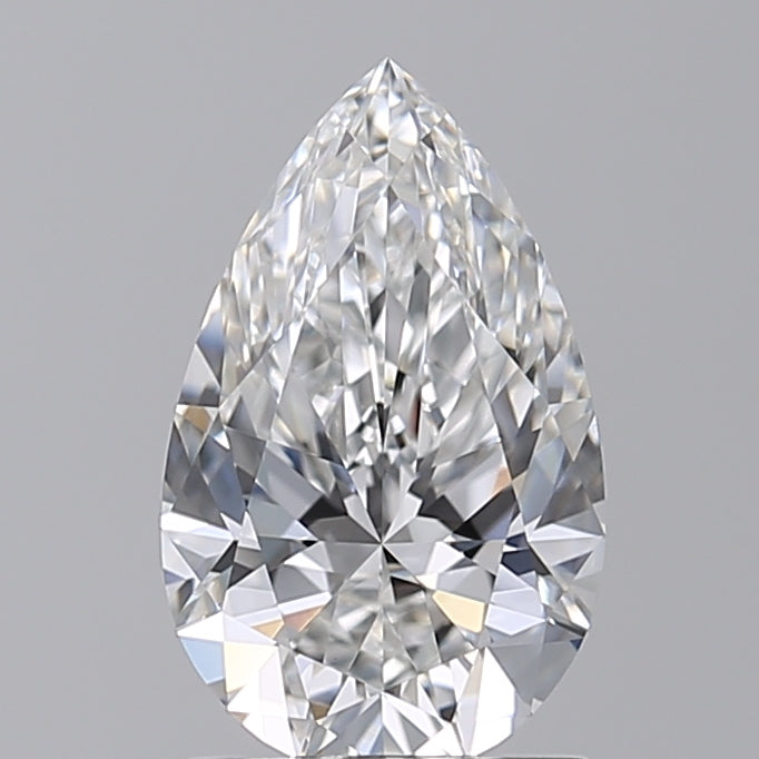 1.54 CT Pear Cut CVD Lab Grown Diamond, VVS2 Clarity, F Color