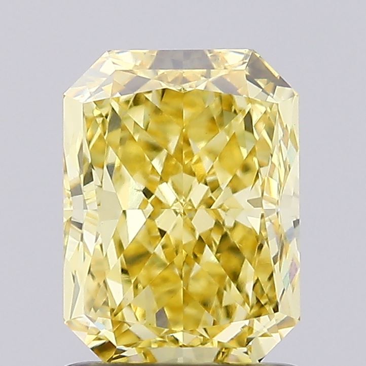 1.55 Carat Radiant Cut Lab Grown Diamond VS1Fancy Vivid Yellow