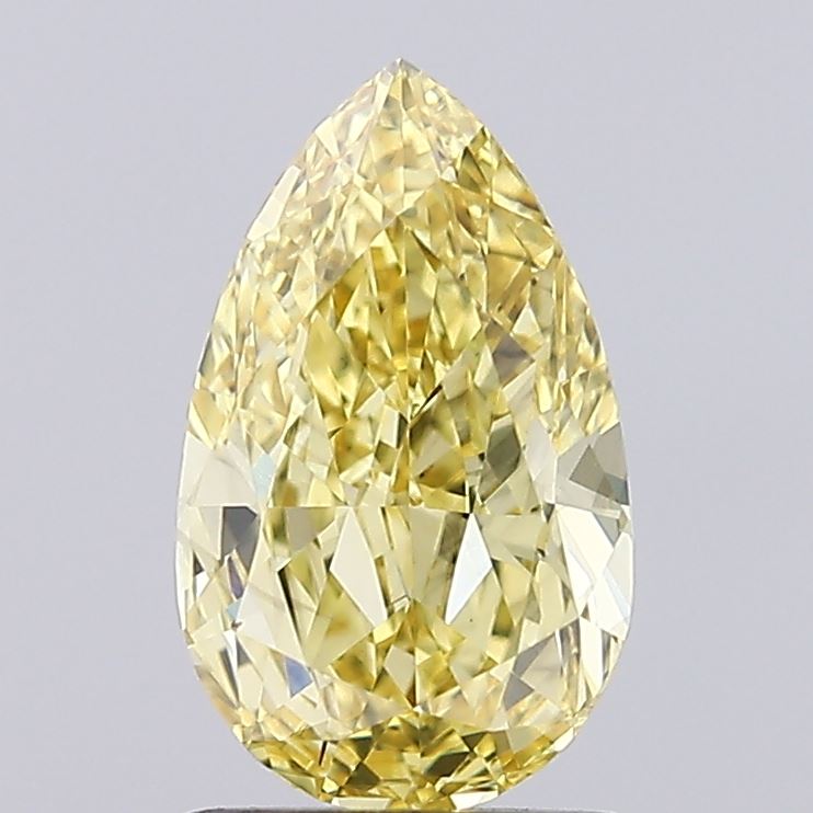 1.58 Carat Pear Cut Lab Grown Diamond VS2Fancy Intense Yellow