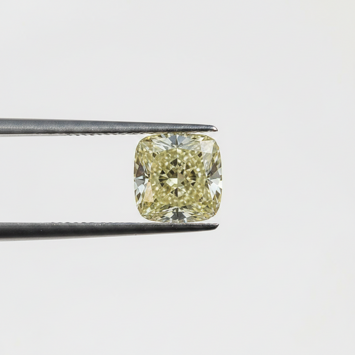 1,59 karaat kussen gemodificeerde lab-grown diamant, VS1/fancy geel