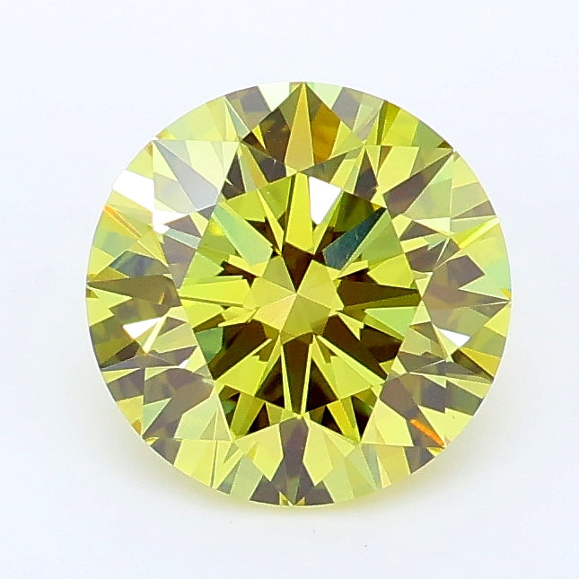 1.59 Carat Round Lab Grown Diamond VVS2 Fancy Intense Yellow