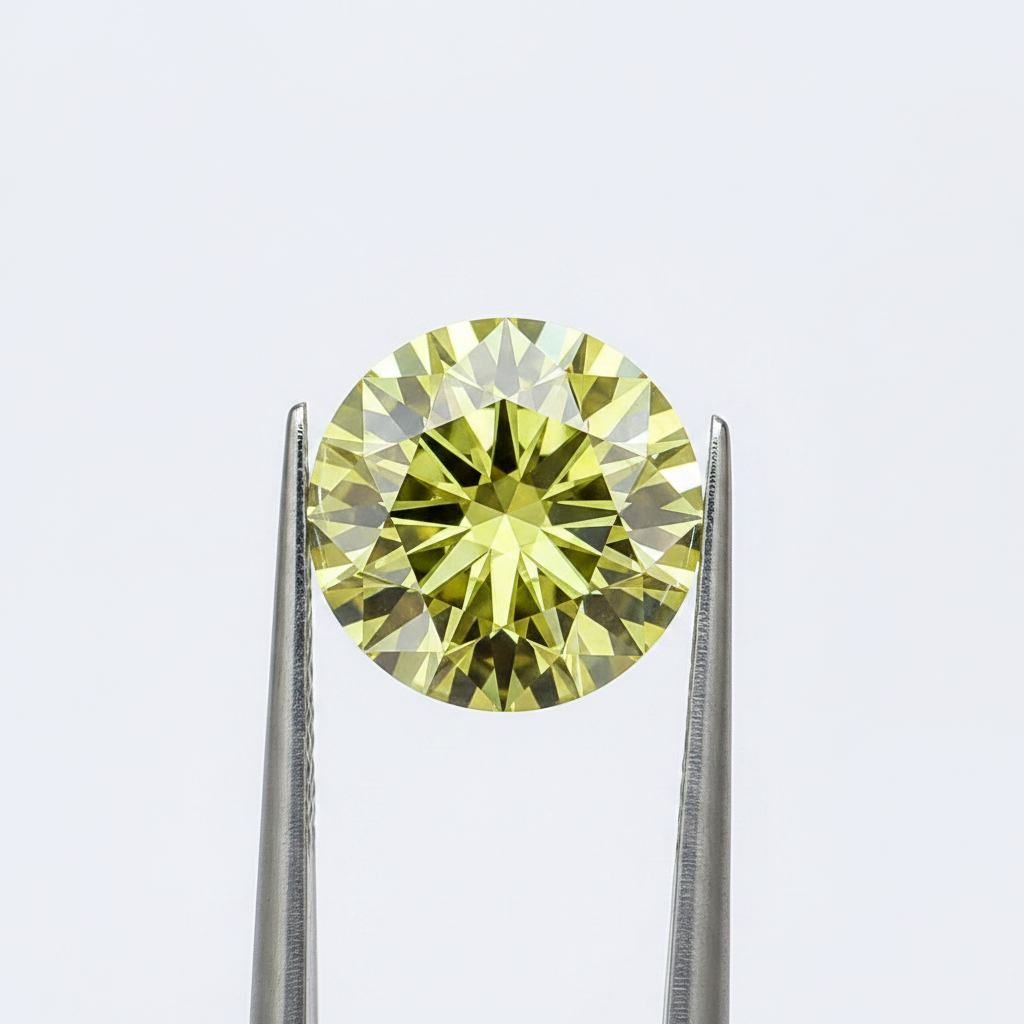 IGI Certified 1.59 Ct Fancy Intense Yellow VVS2 Round CVD Diamond