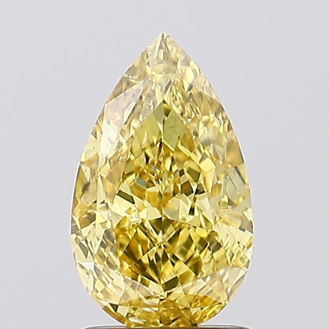 1.60 Carat Pear Cut Lab Grown Diamond VS2Fancy Vivid Yellow
