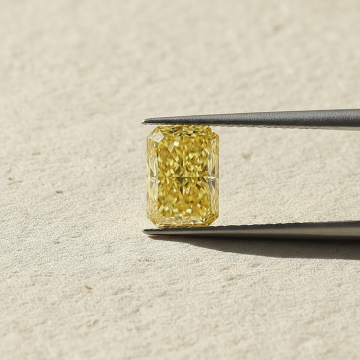 1,67 karaat Radiant Cut Lab Grown Diamond, VS1/Fancy Vivid Yellow