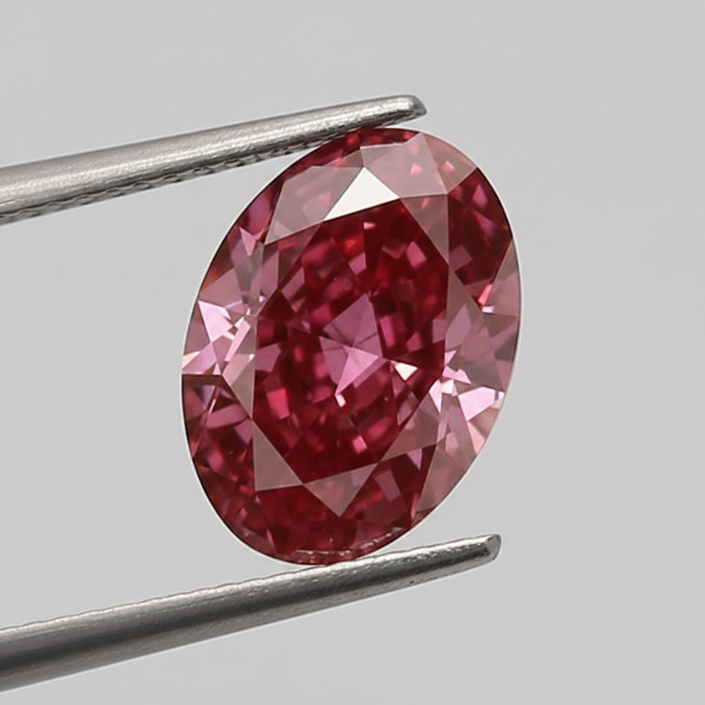 1,74 Karat Lab-Grown-Diamant im Ovalschliff, VS2/FANCY DEEP PINK