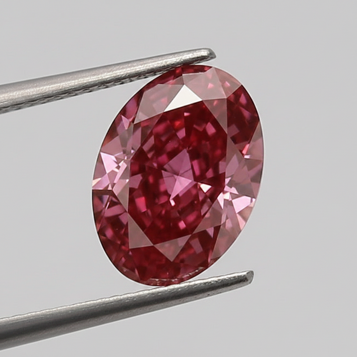 1,74 Karat Lab-Grown-Diamant im Ovalschliff, VS2/FANCY DEEP PINK