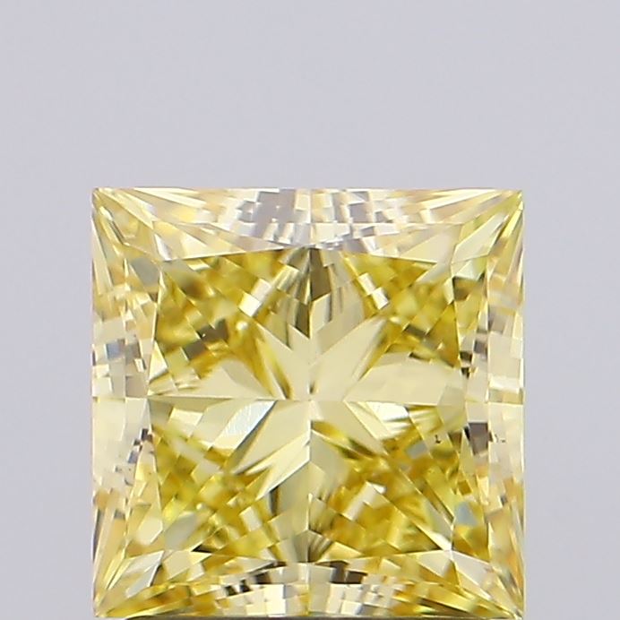 1.79 Carat Princess Cut Lab Grown Diamond VS1Fancy Intense Yellow