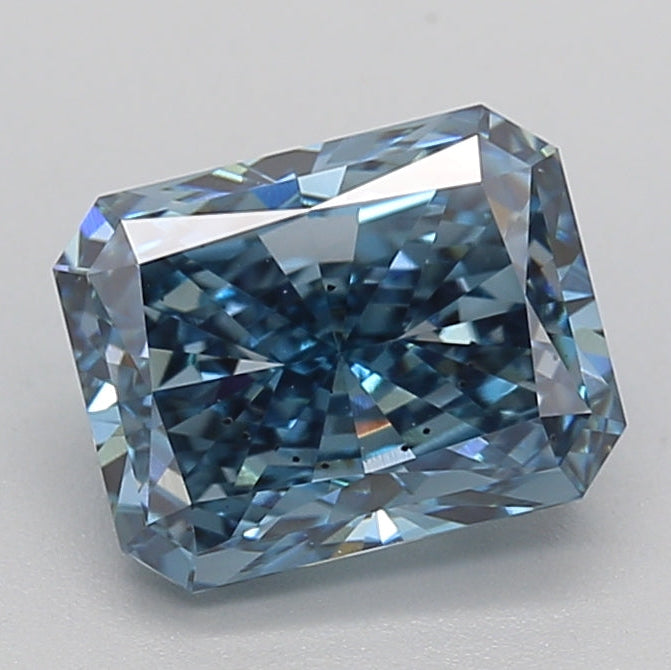 1.87 Carat Radiant Cut Lab Grown Diamond SI1 FANCY VIVID BLUE