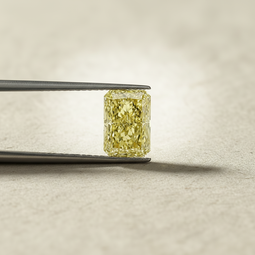 1,93 karaat stralend geslepen lab-grown diamant, VS2/fancy intens geel