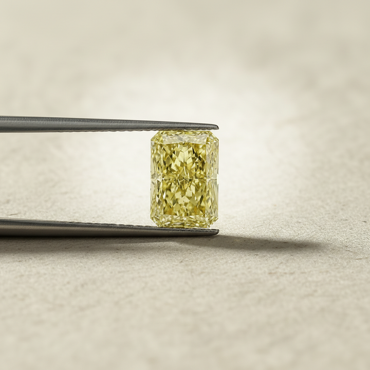 1,93 karaat stralend geslepen lab-grown diamant, VS2/fancy intens geel