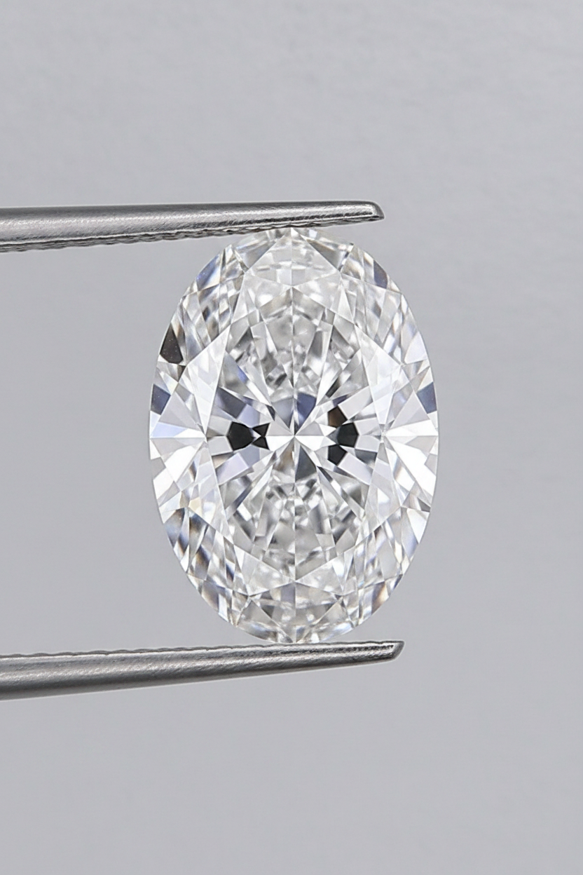 Diamante cultivado en laboratorio ovalado de 10,54 quilates, VS1/F