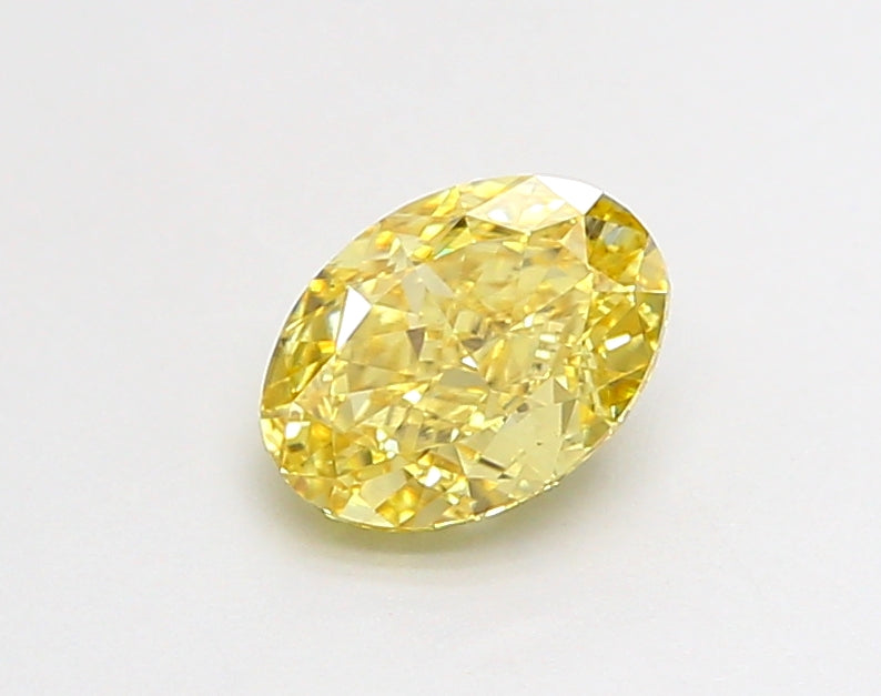1.00 Carat Oval Cut Lab Grown Diamond, VS1/Fancy Vivid Yellow
