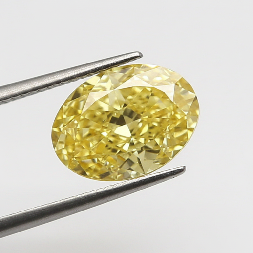 1,00 Karat ovaler, im Labor geschliffener Diamant, VS1/Fancy Vivid Yellow