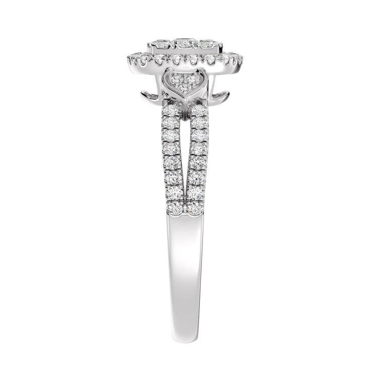 18k Solid Gold Double Halo Square Engagement Ring med 0,6CTTW Round EF-VS Lab Grown Diamonds