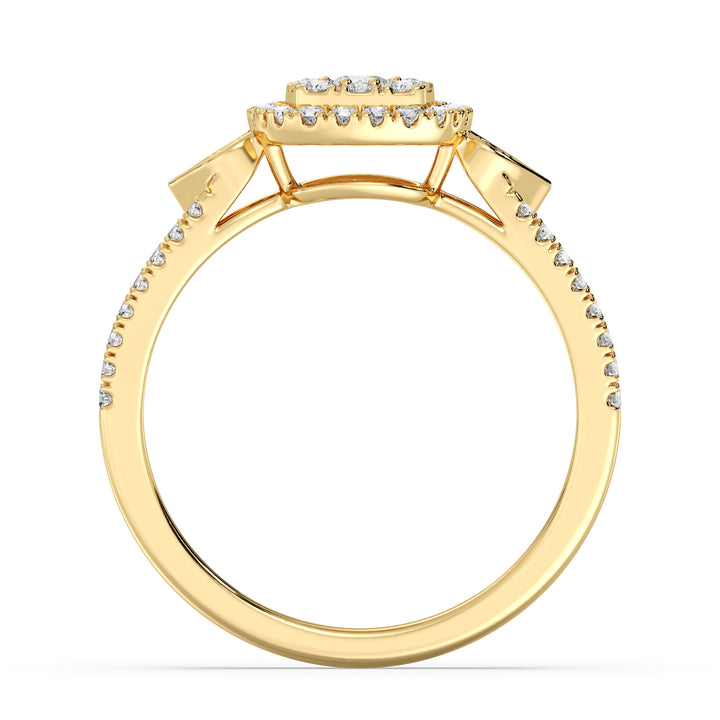 18K Solid Gold Double Halo Square-Verlobungsring mit 0,6ctTW Round EF-VS-Labor für Diamanten