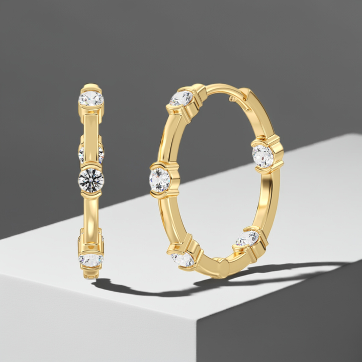 Half Bezel Hoop Earrings