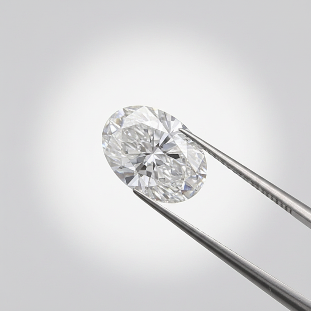 1 karaat ovale lab-grown diamant, SI1/E