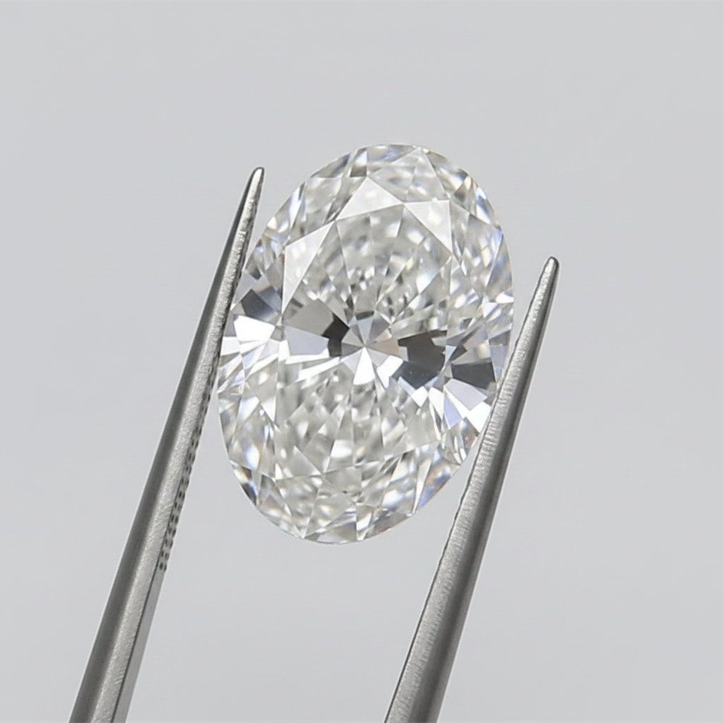 1 karaat ovale lab-grown diamant, VS1/F