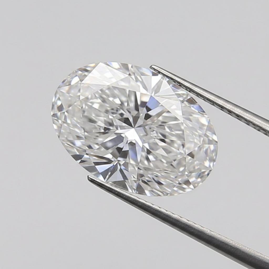 1 karaat ovale lab-grown diamant, VS2/D