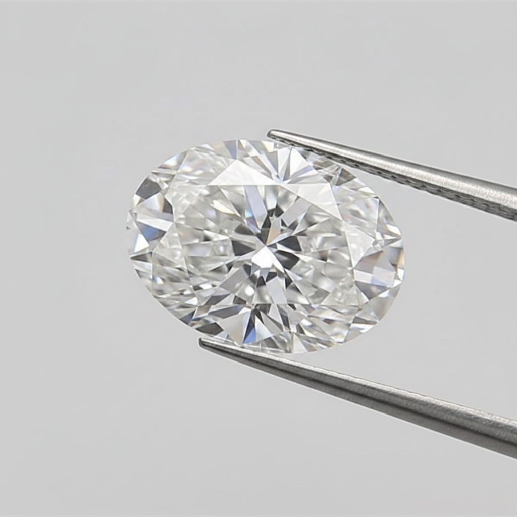 1 karaat ovale lab-grown diamant, VS2/E