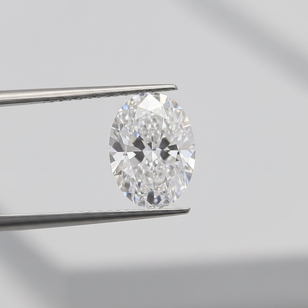 1 karaat ovale lab-grown diamant, VVS2/D
