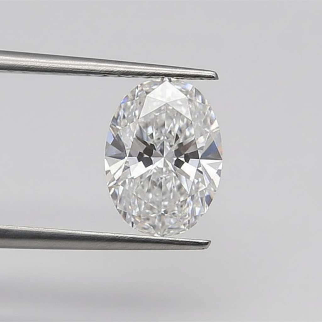 1 karaat ovale lab-grown diamant, VVS2/E