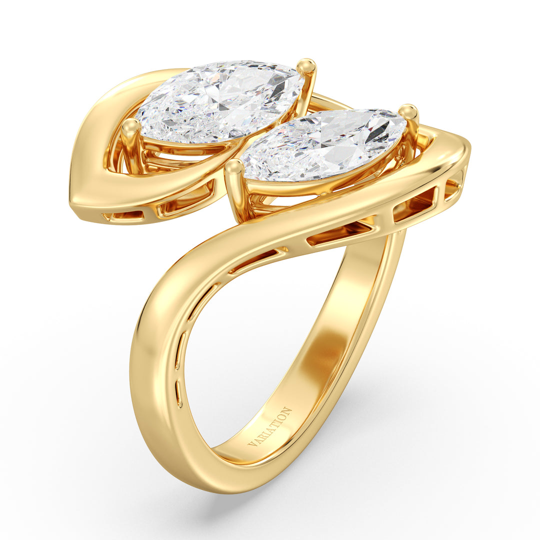 2.00 CTW Marquise Cut Lab Grown Diamond Ring in Yellow Gold