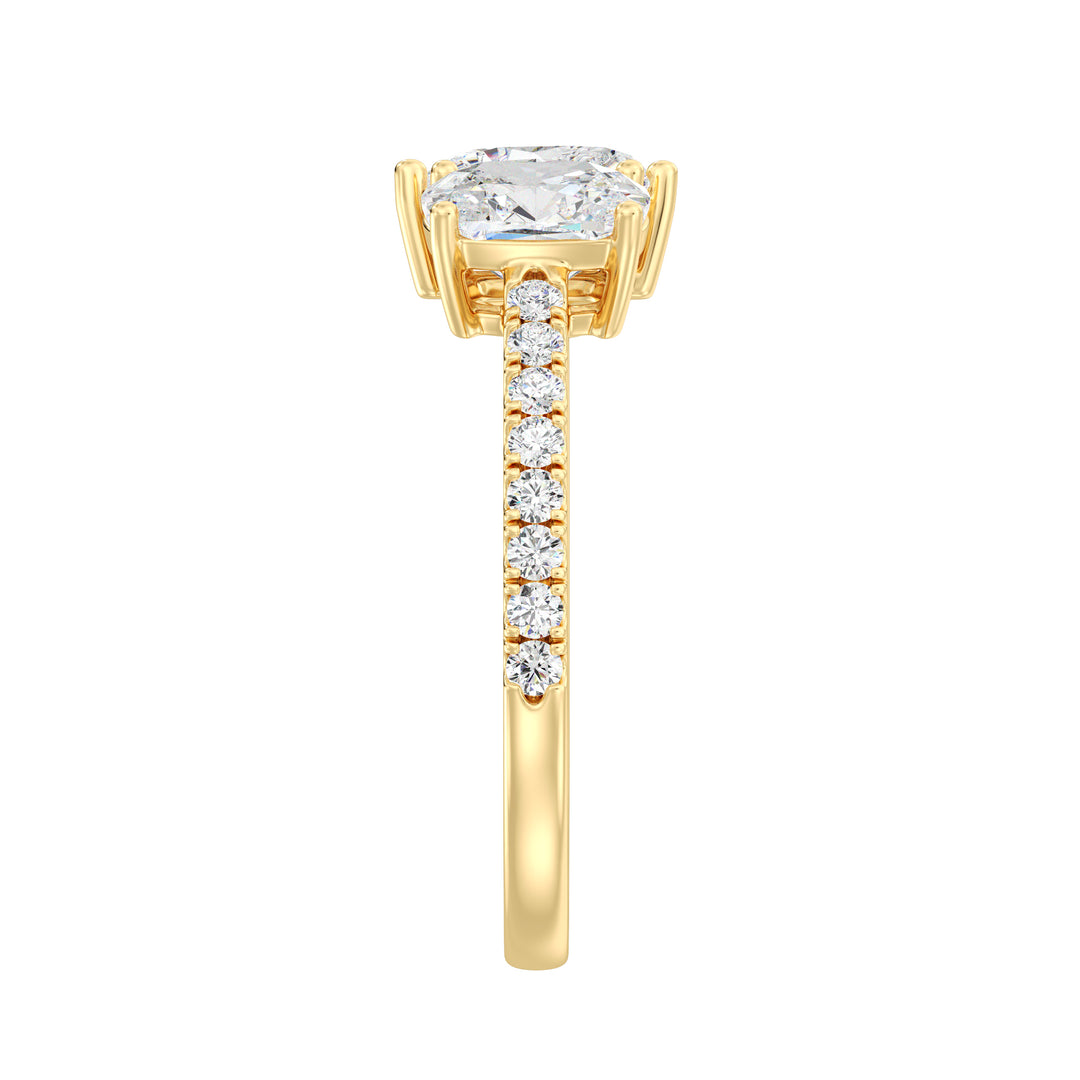 2.24 CTW Heart and Cushion Cut Diamond Toi et Moi Ring in Yellow Gold