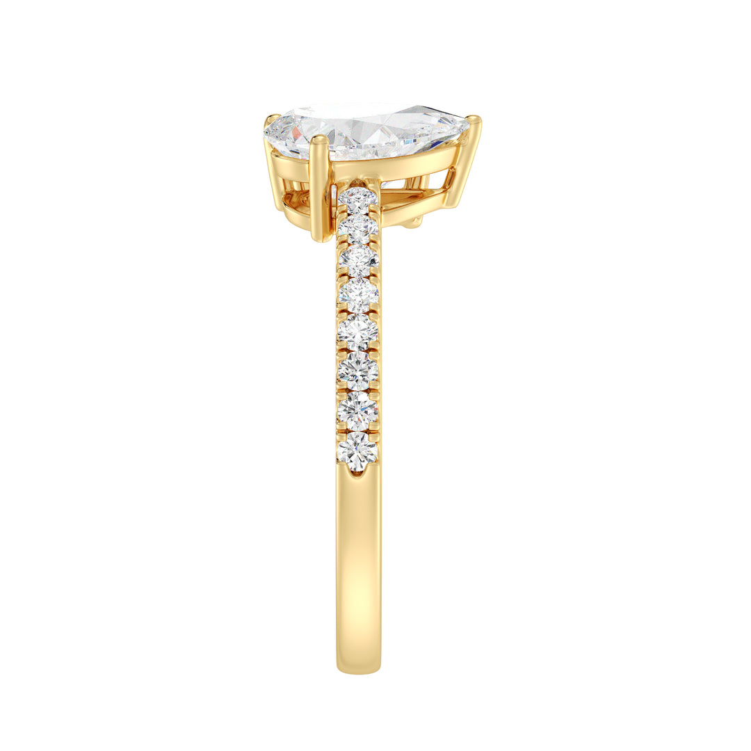 2.24 CTW Pear and Cushion Cut Diamond Toi et Moi Ring in Yellow Gold