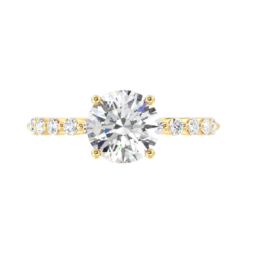 2.45 CTW Round Lab Grown Diamond Ring with Hidden Halo Detail in Yellow Gold