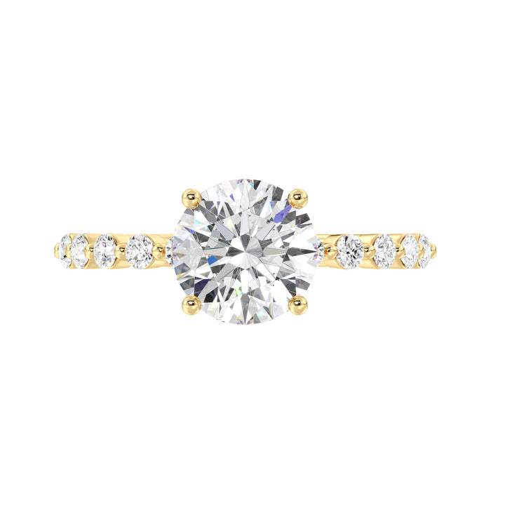 2.45 CTW Round Lab Grown Diamond Ring with Hidden Halo Detail in Yellow Gold