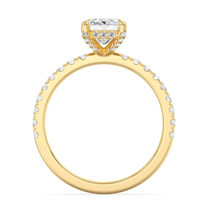 2.52 CTW Emerald Cut Lab Grown Diamond Hidden Halo Ring in 18K Yellow Gold