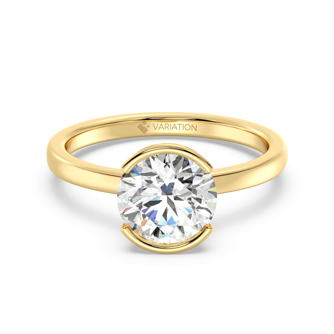 2 Carat Asscher Cut Diamond Bezel Engagement Ring in Yellow Gold